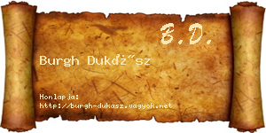 Burgh Dukász névjegykártya